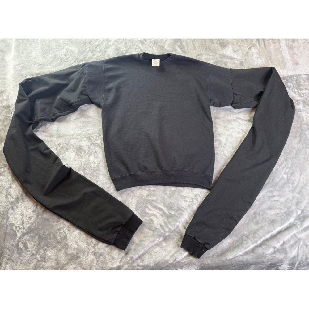 Hanes Ridiculously Long Sleeve Sweatshirt Mens M Black Crew Neck Pull Over